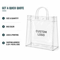 Sac fourre-tout transparent avec poignée, impression de logo personnalisée, sac de shopping transparent, sac à main réutilisable pour la promotion en détail et l'emballage de cadeaux