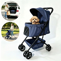 Poussette pliable légère pour animaux de compagnie avec laisse de sécurité, facile à pousser, grande capacité, pour chiens et chats