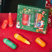 Coffret de baumes à lèvres hydratants saveur fraise, lot de 3, en plastique, étanche, idéal pour Noël, faible MOQ, vente en gros