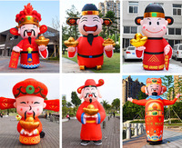 Dessin animé géant du dieu de la fortune gonflable rouge populaire pour la décoration du festival du Nouvel An chinois