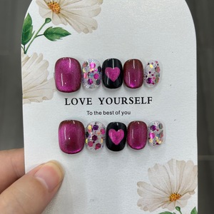 Uñas Postizas Hechas a Mano, Paquete de Acrílico Personalizado, Uñas Acrílicas con Diseño Personalizado, Uñas Postizas Navideñas - Product Image 2