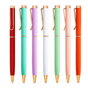 Pulpen logam lucu Macaron Logo kustom Set 1.0mm pulpen untuk menulis pena hadiah promosi cantik - Product Image 1