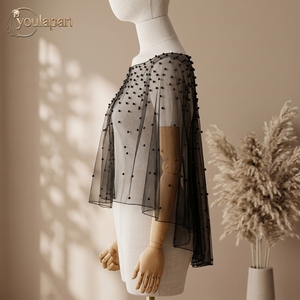 YouLaPan VG27-B Boléro Cape <span class=keywords><strong>Femme</strong></span> d'été en Polyester, Col Rond, Ornements de Perles, pour Robe de Soirée, <span class=keywords><strong>Mariage</strong></span>, Châle de Mariée - Product Image 6