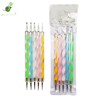SunelPort Herramientas para Decoración de Uñas, Juego de 5 Bolígrafos de Doble Punta para Acrílico, Varillas Espirales de Plástico, Ganchos Metálicos, Pintura de Flores a Color