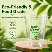 Gobelet jetable en PET personnalisé avec logo, 12oz, 14oz, 16oz, 18oz, 20oz, 24oz, pour matcha latte, café glacé, avec couvercles