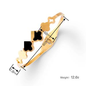 SZ074 Galvanizzazione oro nero quadrifoglio bracciale da donna di alta qualità Non sbiadita gioielli in acciaio inossidabile - Product Image 4