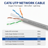 Câble réseau Ethernet Cat6 UTP non blindé en cuivre sans oxygène 23AWG, paire torsadée, LAN gris clair, isolation HDPE haute résistance