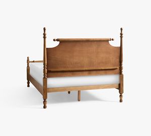 French <b>White</b> Carved Four-Poster <b>Bed</b>, Retro Relief Headboard Solid <b>Wood</b> Princess <b>Bed</b> for Luxury Master Bedroom - Product Image 4