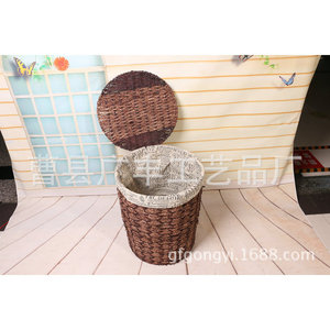 Round <b>Wicker</b> <b>Laundry</b> <b>Basket</b> With Lid Rustic Style For Clothing Organizer Cao County Shandong GF 19 - Product Image 3