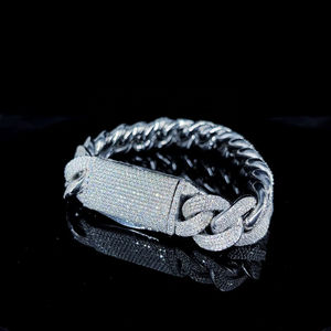 Stylish 925 Sterling Silver Cuban Link Bracelet Lab Grown Moissanite Diamond Minimal Design Jewelry - Product Image 4