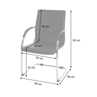 Chaise de bureau cantilever moderne en cuir PU noir avec structure chromée - Chaise de conférence pour visiteurs