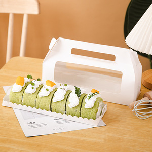 Hộp Giấy Bánh Trắng Dùng Một Lần Giá Rẻ Cửa Hàng Bánh Làm Theo Yêu Cầu Có Tay Cầm 16*9*8 Cho Hộp Quà Tặng Bánh Cửa Sổ Trong Suốt Một Nửa CuộN - Product Image 3
