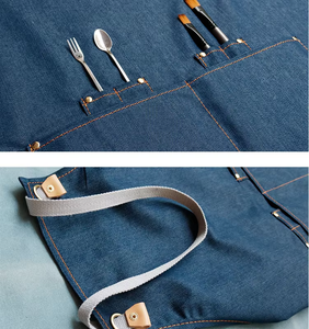 Nhật Bản Tạp dề thời trang in logo sữa trà cửa hàng cà phê tóc nấu ăn dễ thương denim tạp dề - Product Image 5