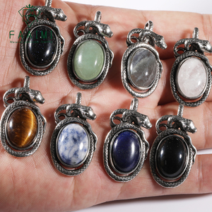 Piedra Natural cuarzo rosa amatista labradorita Ojo <span class=keywords><strong>de</strong></span> Tigre Retro estilo <span class=keywords><strong>serpiente</strong></span> cobre colgante para Mujeres Hombres joyería <span class=keywords><strong>de</strong></span> piedras preciosas <span class=keywords><strong>de</strong></span> moda - Product Image 1