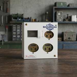 Boîtier de distribution industriel 3 prises DP MCB 20/2A, en métal, indice de protection IP66, garantie 10 ans, modèle KK52, marque OMDMS, Gujarat - Product Image 3