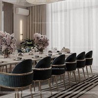 Table à manger 12 places places et chaises Mobilier italien de style luxe léger personnalisé Table à manger en marbre 12 places