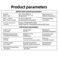 ESP32 Papan Pengembangan Wifi Layar Sentuh Kapasitif 2.4-Inci Resolusi 240 * 320 Papan Pengembangan Ch340 Tipe C