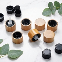 Bouchon à vis en bambou naturel avec insert compte-gouttes, couvercle écologique pour flacons d'huiles essentielles et de sérums, tailles 18 mm disponibles