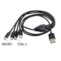 Cable de carga USB/USB C de 1M 1 a 4 con 2 conectores Micro USB tipo C 2 X para teléfonos inteligentes e impresoras