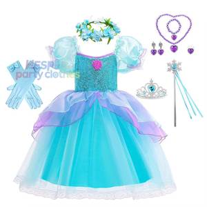 HP 2026 New Update Wholesale Girls Tutu Puff Sleeve Dresses Children Cosplay Costumes Kids Princess Mermaid Dress - Product Image 1