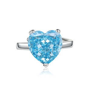 Vente en gros d'usine : Ensemble de bijoux en pierre bleue, collier vintage en zircone cubique taille cœur 12*12mm, ensemble de 3 pièces pour femmes - Product Image 5