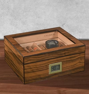 Atacado Personalizado Moderno Vidro Top Cedar Box Digital Higrômetro Umidificador 15-20 s Acessórios Gravado para Charutos dos homens - Product Image 3