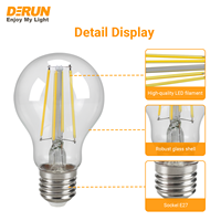 Ampoule LED à filament E27 A60 220-240V 8W, blanc chaud 2700K, lumière blanc chaud 3500K, lumière blanc froid 6000K non dimmable