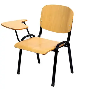 Ekintop Cheap Wooden School Chairs For Sale Customizable Foldable Training Chairs Wooden Training Chair With Writing Pad