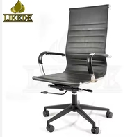 Base de chaise de bureau à dossier haut en alliage d'aluminium avec revêtement en poudre noir mat, mécanisme d'inclinaison et de rotation réglable en hauteur, cinq étoiles