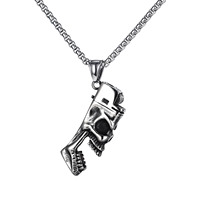 Collier style squelette pour homme, bijou avec allume-cigare en acier inoxydable, pendentif ouvre-bouteille