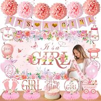 Décoration de fête prénatale pour révélation du sexe de la petite fille - Rose florale |   Articles de fête pour révélation du sexe, Bannière, Toile de fond, Écharpe, Décoration de gâteau