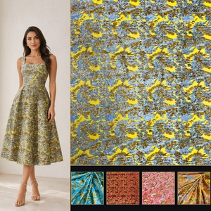 Tela de Terciopelo Jacquard, Mezcla de Nailon y Viscosa, Hilo Tejido con Brillo Metálico, Tela de Terciopelo con Caída Fluida para Vestidos de Noche - Product Image 1