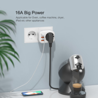 Prise murale EU Wontravel Type F avec PD 20W et 3 ports USB – Multiprise d'arrivée