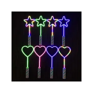 Jouets LED fête anniversaire coloré cadeau de la Saint-Valentin étoile à cinq branches amour bâton lumineux coloré bâton de paillettes jouets