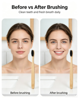 Brosse à dents souple en bambou avec manche en bois naturel, consommables de nettoyage buccal pour les courts séjours, approvisionnement transfrontalier