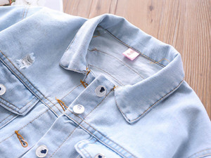 Chống Nhăn Màu Xanh Thiết Kế Độc Đáo Thêu Hoa 100% Bông Mềm Tùy Chỉnh Cô Gái Thân Thiện Với Môi Rãnh Denim Áo Khoác - Product Image 3