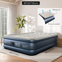 Matelas pneumatique Queen avec pompe intégrée, lit gonflable portable à quatre chambres surélevé de 18 pouces pour la maison, le camping et les invités