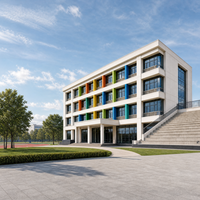 Bâtiment scolaire en acier, dimensions de pièces personnalisées, largeur de couloir, positions des escaliers, bandes de fenêtres, emplacements des portes, toit isolé, gouttière