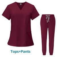 Snelle levering marineblauw grijs bordeaux wit medische scrubsets op maat uw eigen merk scrubpakken unisex scrub uniformen