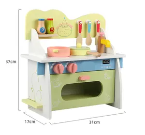 Ve Gir çocuk oyun evi ahşap küçük mutfak oyuncak Mini simülasyon soba mutfak oyuncak seti fırın ahşap çocuk ahşap OEM Unisex