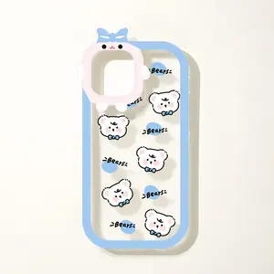 Cute Animal Camera Lens Protective Cartoon Phone Case Wave Ear Design Cute Snow Monster Funny Style Cell Phone Case for phone 14