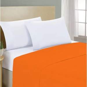 Flat <b>Sheet</b> 270x300cm 100% Cotton Orange For Uk Super <b>King</b> Bed <b>Size</b> - Product Image 1