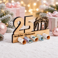 Support en bois personnalisé pour cadeau d'argent d'anniversaire, plaque de décoration pour les événements majeurs des anniversaires de 18, 20, 30 et 50 ans
