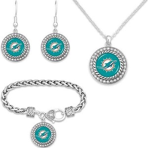 Ensemble de bijoux unisexe en alliage punk avec pendentif cercle <span class=keywords><strong>diamant</strong></span>, bracelet et boucles d'oreilles, style football NFL européen et américain, vente directe usine - Product Image 4