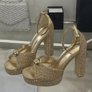 2025 Summer Open Toe Women's Gold Party High Heels High Quality Bridal Elegant Charming <b>Sandals</b> - Product Image 3