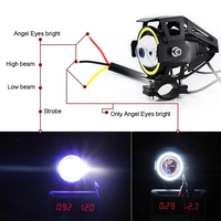 Système d'éclairage de moto LED U7 transformateurs projecteurs colorés œil de démon 12V 3200LM 6500K 10W phares U7