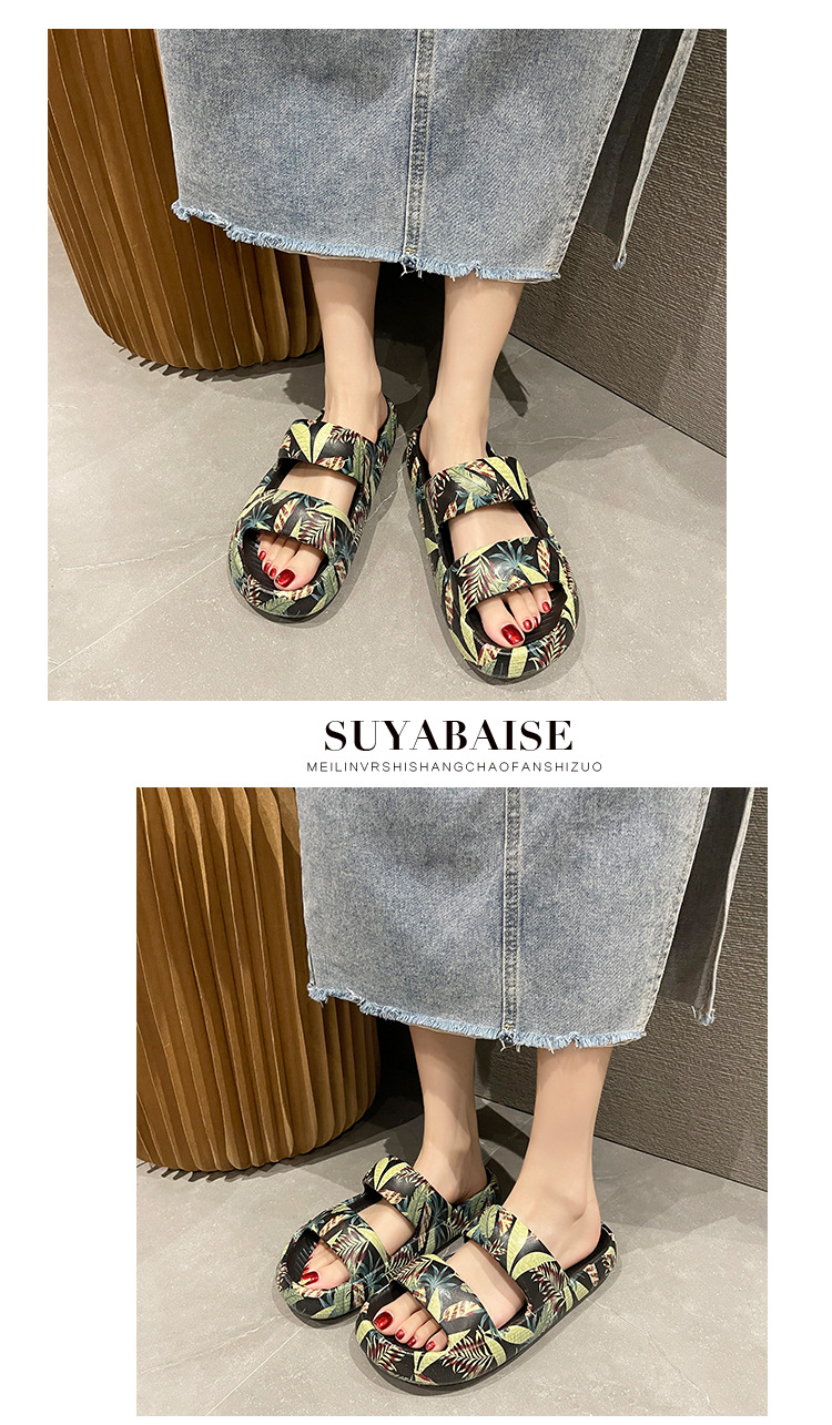Summer Women Printed Slides Shoes EVA Thick Soled Non Slip Slippers Sandals Men