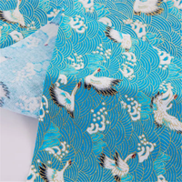 Tissu en coton naturel lavable, imprimé grue classique, style vintage, en gros, à prix compétitif, pour l'emballage de vêtements élégants