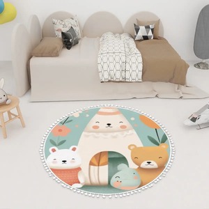 Imagen personalizada, alfombrillas redondas con pompones, alfombra para espacio de juego - Product Image 2