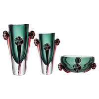 Vase en verre artistique moderne et romantique avec fleur de rose rose fondue à la main, centre de table décoratif pour villa, décoration de maison de luxe